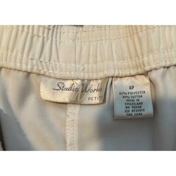 Studio Works Petite White Elastic Waist Cargo Pants Sz 4P - Picture 6 of 7